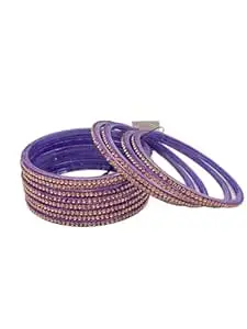 HOUSE OF BANGLEZ Women’s Stone Studded Bangle Set Set of 12 Traditional Bangles
