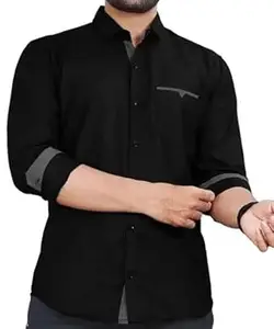 CB-COLEBROOK Men's Regular Fit Solid Soft Touch Cotton Casual Shirt with Pocket Design with Spread Collar & Full Sleeves (Available in Plus Size)