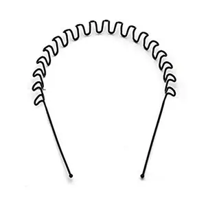 Rubela Aairaa Hair Band For Girls Zig Zag Head Band For Hair Styling Wavy Hair Band For Men And Women, Black (Set Of 1)
