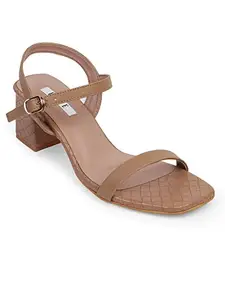 Elle Women's Heels Sandal, Camel, 3