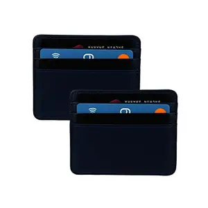 Stealodeal Dark Blue Slim Leather ATM/Credit/Debit Men/Women 4 Slots Card Holder (Pack of 2)