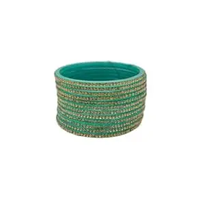 HOUSE OF BANGLEZ Women’s Stone Studded Bangle Set Set of 12 Traditional Bangles