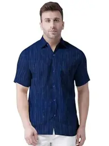 Men Khadi Cotton Shirt | Half Sleeve Casual Shirt for Men | Breathable Handwoven Cotton Shirt | Lightweight Comfortable Summer Casual Shirt