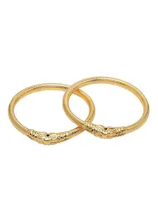 NVR Set of 2 Gold-Plated Handcrafted Traditional Bangles for Women