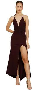 Tandul Dress - Maroon Dress, Maxi/Full Length Maxi Dress, Sleeveless Casual Dress For Women ( 6416 ) Large Size gifts for women