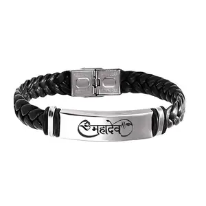 M Men Style Religious Mahadev Bracelet For Men Stylish Latest Fashion Leather Hand Bracelet Steel Buckle Clasp Braided For Men And Boys Wrist Band SBr2025346