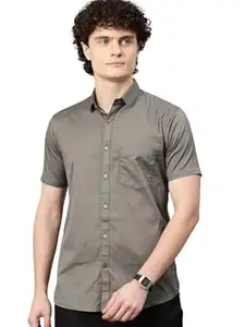 Majestic Man Slim Fit Pure Cotton Half Sleeve Solid Casual Shirt