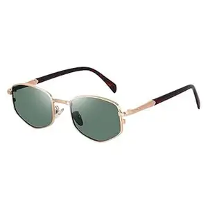 Dervin UV Protected Casual Fashionable Polygon Diamond Shaped Metal Frame Punk Sunglasses Shades for Men and Women