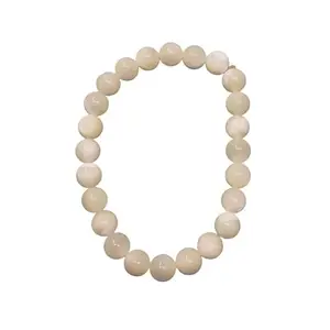 PANDIT NM SHRIMALI Mother of Pearl Bracelet | Beads Adjustable Bracelet | Handmade & Authentic Fashion Jwellery, Natural Stone & Good Luck Bracelets | Beaded Stone Bracelet Unisex Gift