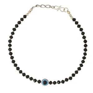 OOMPH Jewellery Black Beads Evil Eye Fashion Anklet For Women & Girls Stylish Latest (Single Piece) (AYJ7_AOR1)