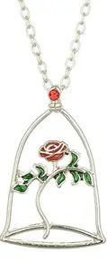 Access-o-risingg Accessorisingg Beauty and The Beast Inspired Silver Cage and Rose Pendant [PD213]