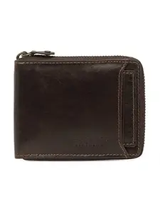 TEAKWOOD LEATHERS Men's Leather Bi-fold Zipper Wallet (Choclate Brown)