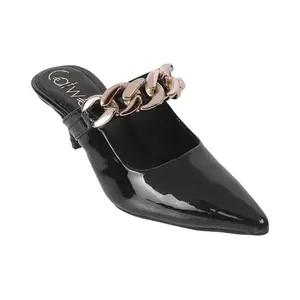 Catwalk Women Stylised Back Open Kitten Heels | For Women & Girls (BLACK,5 UK)