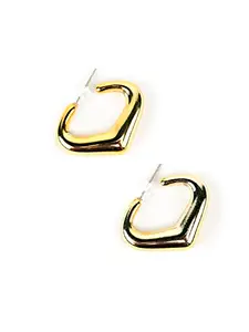 PRITA Solid Heart Glam Gold-Plated Drop Earrings