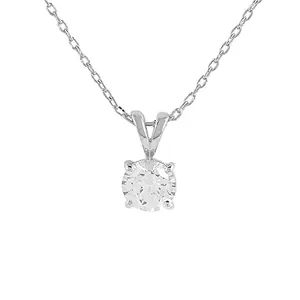 VOYLLA 925 Sterling Silver American Diamond CZ Embedded Pendant & Chain for Women