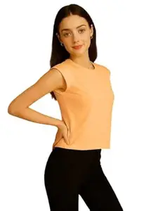 FBAR Women’s Sleeveless Top | Solid Round Neck Regular Fit Top for Women & Girls | Soft Cotton Blend Casual Top