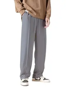 Fashion Booms Men's Track Pants, Lightweight & Comfortable Summer Trouser Pants, Cool & Strechable Casual Lowers Suitable for Gym, Travelling, Camping | Color-Light Grey, Size-2XL