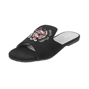 Mochi Womens Synthetic Black Slippers (Size (7 UK (40 EU))