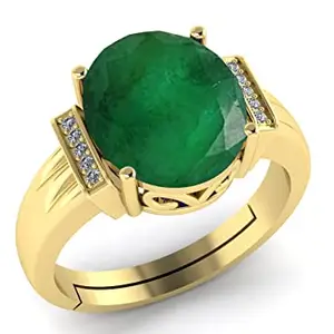 APSSTONE 6.25 Ratti 5.50 Carat Original Natural Emerald Panna Stone Gold Adjustable Ring For Men And Women