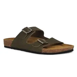Lee Cooper Men’s Dual Strap Buckle Sandals | Adjustable Comfort Slippers | Cork Footbed Casual Slides | Open Toe Lightweight Footwear | Durable Anti Slip Sole |,
