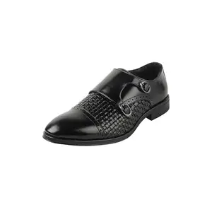 Metro Men's Black Monk Strap Closure Formal - Monk Strap with Flat Sole UK/9 EU/43 (19-631)