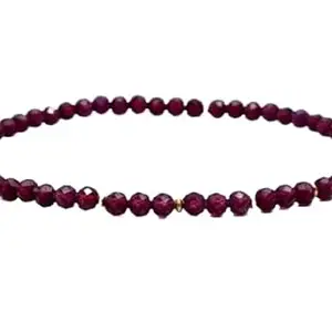 LKBEADS Natural Garnet Stretch Gemstone Rondelle 2.5-3mm Faceted 7inch Beads Stretchble bracelet crystal healing energy stone bracelet for Women & Men Adjustable Size | Stretch-LK-00451