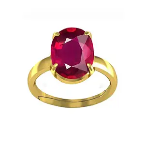 LMDPRAJAPATIS 9.00 Ratti Natural Certified Ruby/Manik Birthstone/Astrology/Rashi Ratan Adjustable Gold Plated Ring for Men & Women