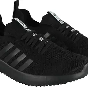 TRV N-95 Black Running Man Soft Cushion Lace Up Shoe for Men Stylish Regular Wear Walking-8 Kids UK (COCO-N-95)