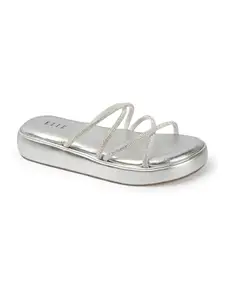 ELLE Women Sandal,Silver,UK-7