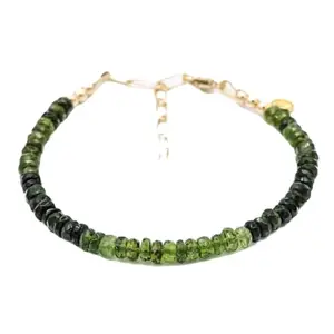 Gems_Hub Gold Plated Bracelet with Green Faceted Green Tourmaline Beads – Rondelle 3.5mm – For Men & Women|FIZA_LINK_03594