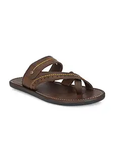 Shences Brown Faux Leather Sandals for Mens (TRM3005BROWN_10)