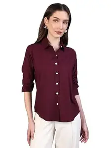 Urbano Fashion Women's Modal Viscose Full Sleeve Regular Fit Casual Solid Shirt with Regular Collar