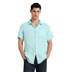 Pepe Jeans Men's Solid Regular Fit Shirt (PM308673_SEA Green