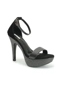 ELLE Women's Fashionable Backstrap Heel Sandals Colour-Black, Size-UK 4