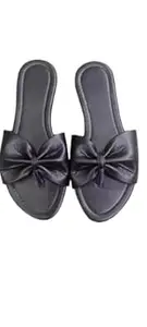 Women's Bow Slide Sandals, Flat Slip-On Slippers