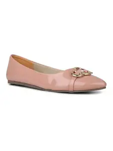 Inc.5 Womens Peach Casual Solid Pointed Slip on Ballerina
