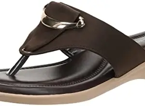 Centrino Women's 6210 Brown Thong Comfortable Ortho Care Ladies | Fashion Wear Sandal & Chappal | Soft Cushioned for More Comfort-4 Kids UK (6210-01)