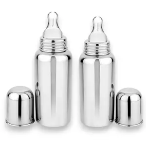 RB POINT (240 ML, Pack of 2 Bottle) Pure Stainless Steel Feeding Bottle with Sipper New Born Baby/Toddlers/Infants for Drinks//Milk/Water