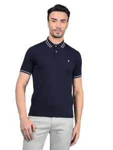 Crimsoune Club Men's Navy Blue Polo Neck T-Shirt (M)