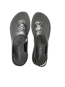 Women's Indoor Outdoor Slippers, Plush Synthetic Leather, Grey, UK Size, Medium (Grey, UK Footwear Size System, Adult, Women, Numeric, Medium, 5)