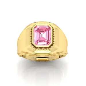 MBVGEMS Certified Unheated Untreatet 10.00 Carat Pink Sapphire ring Gold Plated Ring Adjustable Ring Size 16-22 for Men and Women