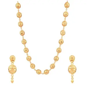 Efulgenz Dubai Style Gold Tone Big Metal Beaded Necklace Dangle Earrings for Women