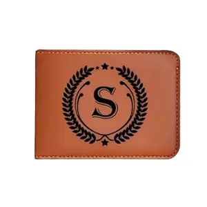 NAVYA ROYAL ART Men's Leather Wallet - Alphabet Name Leather Wallet for Mens - S Letter Printed on Wallet - Brown