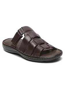 TEAKWOOD LEATHERS Men Brown Leather Sandals_Size 44