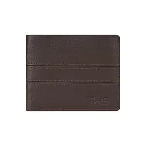 The Wallet Store Linear Fusion Genuine Leather RFID Protected Leather Purse for Men | Bi-Fold Wallet | 6 Card Slots | ID Pocket | Hidden Pockets (Brown)