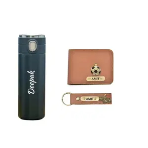 YOUR GIFT STUDIO Your Gift Studuo Personalized Men's Combo with Customized Your Name & Charm | Personalized Men's Wallet and More (Tan)