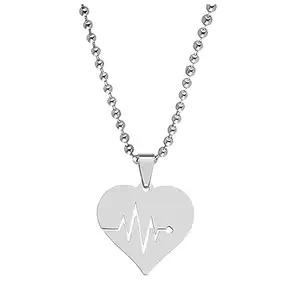 M Men Style Valentine Gift Heart Beat Lifeline Locket Gift For Nurse Doctor Medical Student Silver Stainless Steel Pendant Necklace Chain For Men And Women