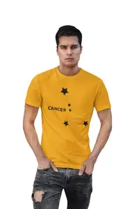 Bag It Deals Cancer Stars (BG Black) Yellow Round Neck Cotton Half Sleeved T-Shirt with Printed Graphics