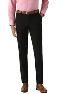 Peter England Men Mid Rise Slim Fit Flat Front Trouser