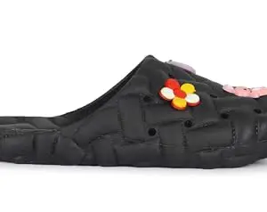 AADI Women's Black Anti Skid Stylish Comfortable Slides/Casual Flip Flop & Slippers/Sliders